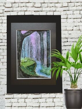 ORIGINAL HAND PAINTED Watercolor Artwork With Black Mat 8x10” Whimsygoth Goth